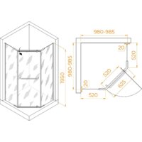 Душевой уголок RGW PA-081B 35088100-14 100x100 (черный/прозрачное стекло) - Превью изображения №2 — Интернет-магазин ПроЗаказ