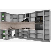 Готовая кухня Интерлиния Мила Деко 1.68x3.4 левая (луна-луна-травертин серый) - Превью изображения №3 — Интернет-магазин ПроЗаказ