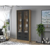 Шкаф-витрина Интерлиния Концепт КТ-ШВ2 (антрацит/дуб золотой) - Превью изображения №4 — Интернет-магазин ПроЗаказ