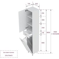  Onika Шкаф-пенал для ванной Модерн 36.17 L с корзиной 403602 - Превью изображения №10 — Интернет-магазин ПроЗаказ