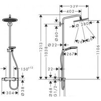 Душевая система  Hansgrohe Raindance Select S Showerpipe 280 26890340 - Превью изображения №2 — Интернет-магазин ПроЗаказ