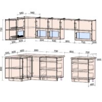 Готовая кухня Интерлиния Мила Матте 1.5x2.9 Б левая (океан/луна/травертин серый) - Превью изображения №5 — Интернет-магазин ПроЗаказ