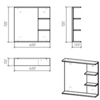 Зеркало Doratiz Гавайи 60 2711.156 (с полками справа) - Превью изображения №8 — Интернет-магазин ПроЗаказ