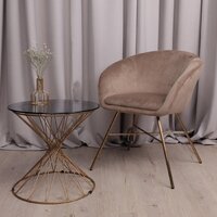 Стул с подлокотниками AksHome Amur (светло-коричневый велюр/золото) - Превью изображения №5 — Интернет-магазин ПроЗаказ