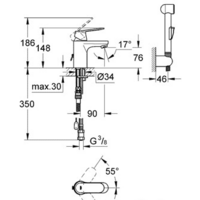 Смеситель с лейкой для биде Grohe Eurosmart Cosmopolitan 23125000 - Превью изображения №2 — Интернет-магазин ПроЗаказ