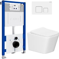 Унитаз подвесной Lauter Square 214903 с кнопкой 219702F (квадратная, белый) - Превью изображения №2 — Интернет-магазин ПроЗаказ