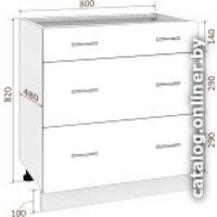 Шкаф напольный Кортекс-мебель Корнелия Лира НШ80р3ш без столешницы (дуб сонома) - Превью изображения №3 — Интернет-магазин ПроЗаказ