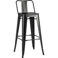 Stool Group Tolix Wood со спинкой YD-H765E-W LG-01 (черный глянцевый/темное дерево)