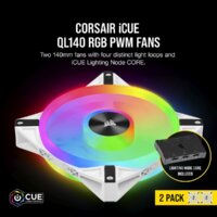 Комплект вентиляторов для корпуса Corsair iCUE QL140 RGB White Dual Pack CO-9050106-WW - Превью изображения №15 — Интернет-магазин ПроЗаказ