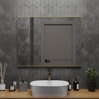  Roxen Зеркало Frida c подсветкой 510215-90 (90x70) в тонком металлическом профиле в цвете брашированное золото - Превью изображения №2 — Интернет-магазин ПроЗаказ