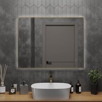  Roxen Зеркало Frida c подсветкой 510215-90 (90x70) в тонком металлическом профиле в цвете брашированное золото - Превью изображения №4 — Интернет-магазин ПроЗаказ
