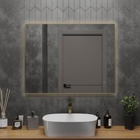  Roxen Зеркало Frida c подсветкой 510215-90 (90x70) в тонком металлическом профиле в цвете брашированное золото - Превью изображения №3 — Интернет-магазин ПроЗаказ