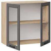 Шкаф навесной Трия Лорас 1В8С (дуб крафт золотой/холст вулкан) - Превью изображения №2 — Интернет-магазин ПроЗаказ