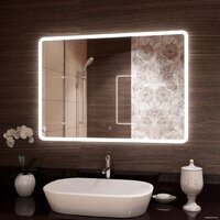 Континент Зеркало Demure Led 100x70 (часы слева)