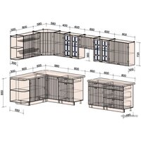 Готовая кухня Интерлиния Берес 1.7x3.6 левая (дуб лазурный/дуб серый/серый каспий) - Превью изображения №3 — Интернет-магазин ПроЗаказ