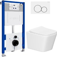 Унитаз подвесной Lauter Square 214903 с кнопкой 219702E (круглая, белый) - Превью изображения №2 — Интернет-магазин ПроЗаказ