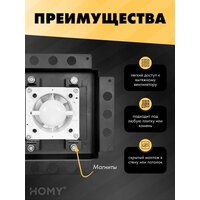 Вентиляционная решетка HOMY Air Pro APT100BS 20x20 без маяка (черная) - Превью изображения №4 — Интернет-магазин ПроЗаказ