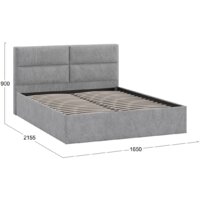 Кровать Трия Глосс универсальный тип 1 160x200 (микровелюр Wellmart Silver) - Превью изображения №3 — Интернет-магазин ПроЗаказ