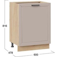 Шкаф напольный Трия Лорас 1Н6 с одной дверью (дуб крафт золотой/холст латте) - Превью изображения №3 — Интернет-магазин ПроЗаказ