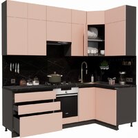 Готовая кухня ВерсоМебель Эко Премиум 1.2x2.4 правая (пудровый/ст. тунис) - Превью изображения №2 — Интернет-магазин ПроЗаказ