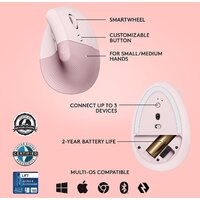 Вертикальная мышь Logitech Lift (розовый) - Превью изображения №6 — Интернет-магазин ПроЗаказ