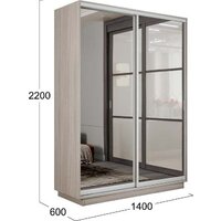 Шкаф-купе Трия Румер-2 СШК 3.140.70-13.13 2-х дверный (ясень шимо светлый/зеркало/зеркало) - Превью изображения №2 — Интернет-магазин ПроЗаказ