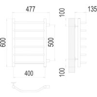 Полотенцесушитель TERMINUS Виктория П6 400x600 бп (хром) - Превью изображения №3 — Интернет-магазин ПроЗаказ