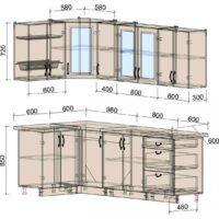 Готовая кухня Интерлиния Мила Крафт 1.2x2.4 (дуб английский) - Превью изображения №2 — Интернет-магазин ПроЗаказ