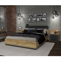 Кровать Интерлиния Loft LT-К160 160x200 (дуб золотой-антрацит) - Превью изображения №3 — Интернет-магазин ПроЗаказ
