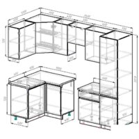 Готовая кухня ВерсоМебель Эко-7 1.2x2.6 левая (сумеречный голубой/дуб гранж песочный/ст.альберика) - Превью изображения №6 — Интернет-магазин ПроЗаказ