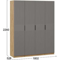 Шкаф распашной Трия Хилтон комбинированный с 4-мя дверями (дуб крафт золотой/графит матовый) - Превью изображения №4 — Интернет-магазин ПроЗаказ