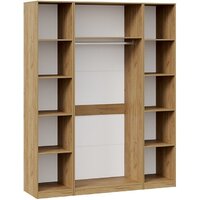 Шкаф распашной Трия Хилтон комбинированный с 4-мя дверями (дуб крафт золотой/графит матовый) - Превью изображения №2 — Интернет-магазин ПроЗаказ