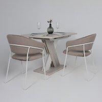 Стул с подлокотниками Алвест AV 433 (светло-коричневый бархат H-61/белый) - Превью изображения №4 — Интернет-магазин ПроЗаказ