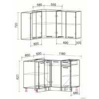 Готовая кухня Интерлиния Мила Лайт 1.2x1.2 без столешницы (бетон) - Превью изображения №2 — Интернет-магазин ПроЗаказ