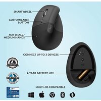 Вертикальная мышь Logitech Lift Left (графит) - Превью изображения №6 — Интернет-магазин ПроЗаказ