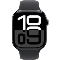 Умные часы Apple Watch Series 10 46 мм (алюминиевый корпус, черный/черный, спортивный силиконовый ремешок S/M) - Превью изображения №2 — Интернет-магазин ПроЗаказ