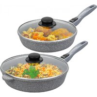 Набор сковород Elan Gallery Гармония вкуса +крышки 120591+2 (4пр, серый мрамор) - Превью изображения №5 — Интернет-магазин ПроЗаказ