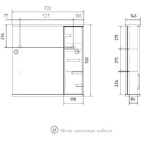  Volna Шкаф с зеркалом Joli 70 R (белый) - Превью изображения №10 — Интернет-магазин ПроЗаказ