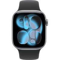Умные часы Apple Watch Series 11 42 мм (алюминиевый корпус, космический серый/черный, спортивный силиконовый ремешок M/L) - Превью изображения №2 — Интернет-магазин ПроЗаказ