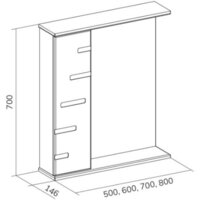  Volna Шкаф с зеркалом Joli 70 L (белый) - Превью изображения №6 — Интернет-магазин ПроЗаказ
