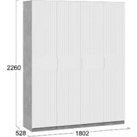Шкаф распашной Трия Хилтон комбинированный с 4-мя дверями (ателье светлый/белый матовый) - Превью изображения №4 — Интернет-магазин ПроЗаказ