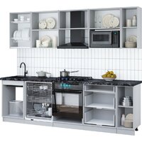 Готовая кухня Интерлиния Мила Gloss 2.6-ПМ2 (серый/белый/опал светлый) - Превью изображения №3 — Интернет-магазин ПроЗаказ