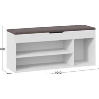 Банкетка Трия Тип 12 (белый ясень/велюр серый) - Превью изображения №2 — Интернет-магазин ПроЗаказ