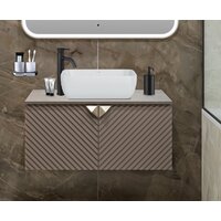  Runo Тумба под умывальник Runo Андорра 85 (подвесная, кашемир серый/дуб какао) - Превью изображения №3 — Интернет-магазин ПроЗаказ