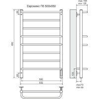 Полотенцесушитель TERMINUS Евромикс П8 электро с диммером (500x850) - Превью изображения №3 — Интернет-магазин ПроЗаказ
