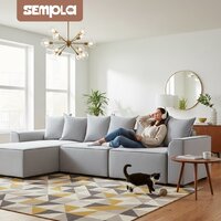Угловой диван Sempla Монреаль 4 (вертикаль серый/мора серый/велютто темно-серый) - Превью изображения №5 — Интернет-магазин ПроЗаказ
