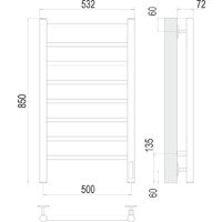 Полотенцесушитель TERMINUS Аврора П8 500х850 (сатин, Quick Touch) - Превью изображения №3 — Интернет-магазин ПроЗаказ
