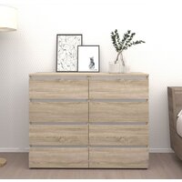 Комод Кортекс-мебель Бари 120 8ш (дуб сонома/дуб сонома/белый) - Превью изображения №3 — Интернет-магазин ПроЗаказ