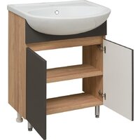  Runo Тумба с умывальником Лада 60 + Уют 60 (напольная, дуб/графит) - Превью изображения №3 — Интернет-магазин ПроЗаказ