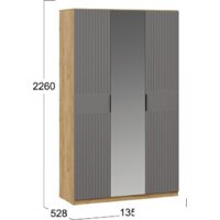 Шкаф распашной Трия Хилтон комбинированный (дуб крафт золотой/графит матовый) - Превью изображения №2 — Интернет-магазин ПроЗаказ